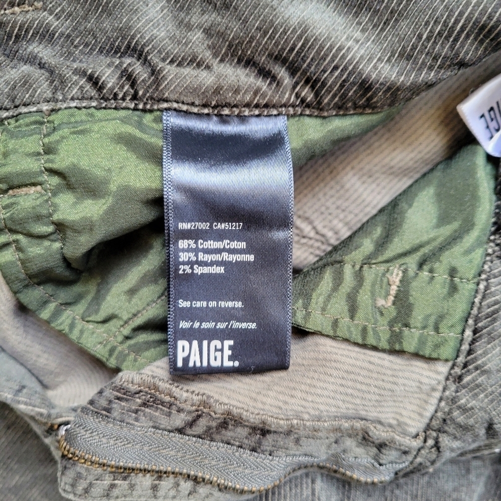 Paige // Women's Anessa Corduroy High-Rise Crop Wide-Leg Jeans / Olive / Size 28 - Picture 7 of 7